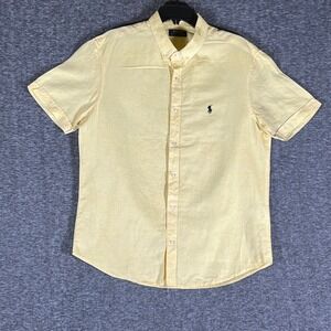 Polo Ralph Lauren Mens Linen Short Sleeve Button Down Shirt Yellow XXL